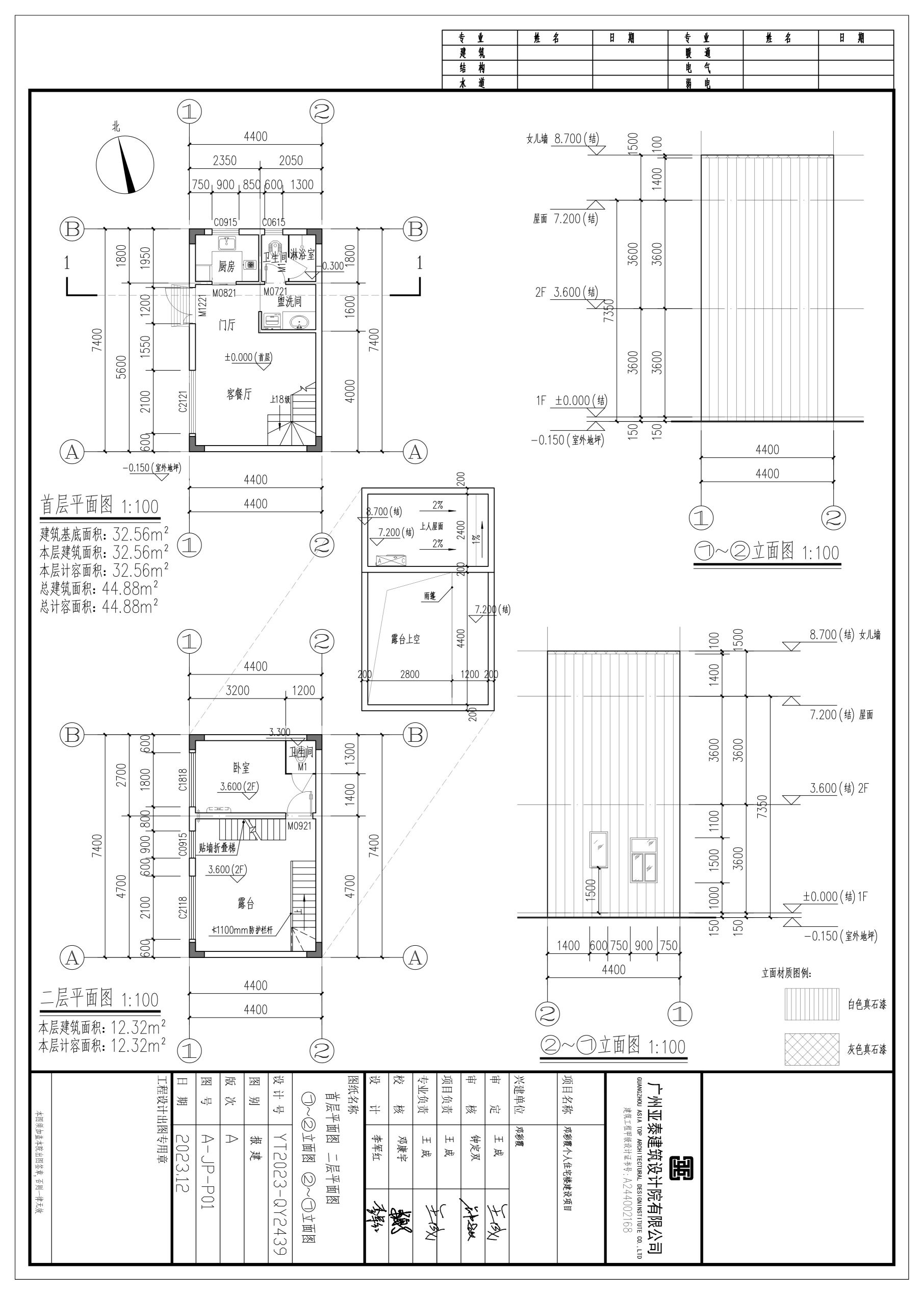 鄧彩霞個人住宅樓建設(shè)項目_首層平面圖 二層平面圖 1~2立面圖 2~1立面圖.jpg