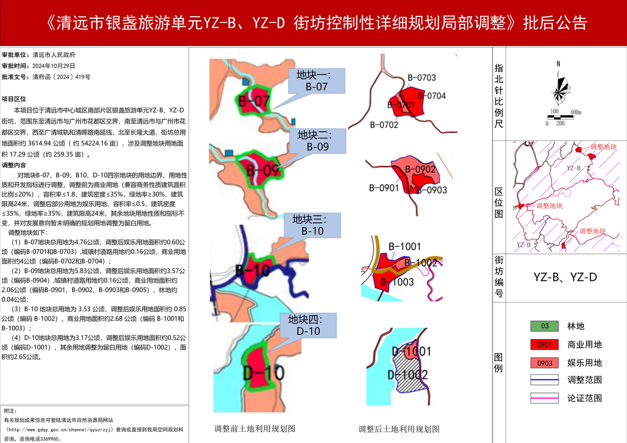 《清遠市銀盞旅游單元YZ-B、YZ-D 街坊控制性詳細規(guī)劃局部調(diào)整》批后公告--s.jpg